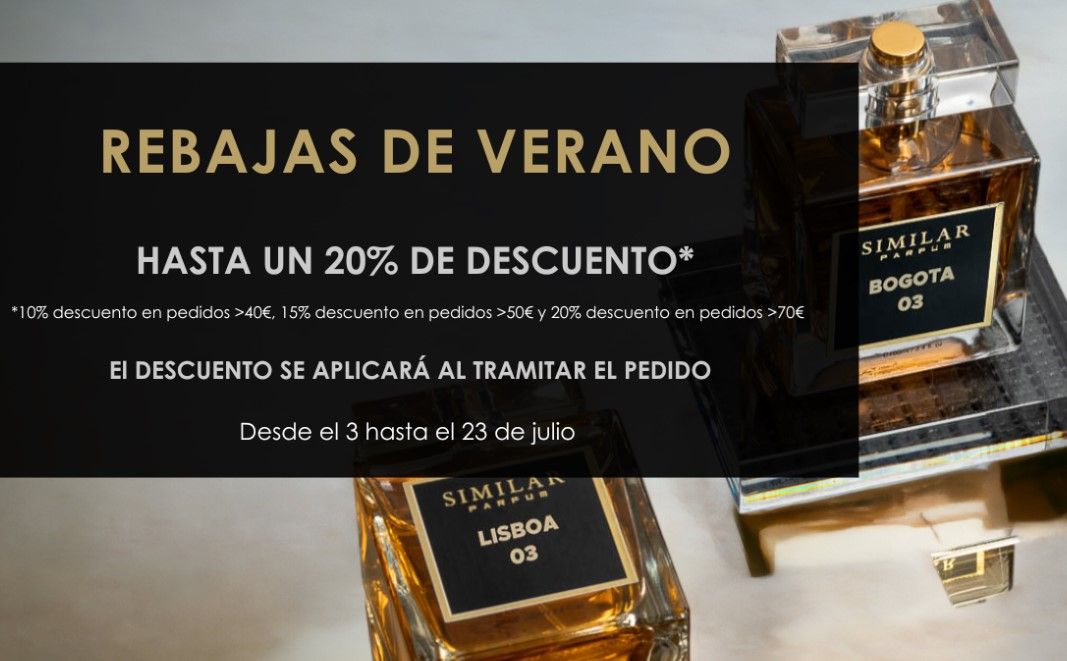 Similar Parfum lanza descuentos de hasta un 20% en sus productos durante el mes de julio