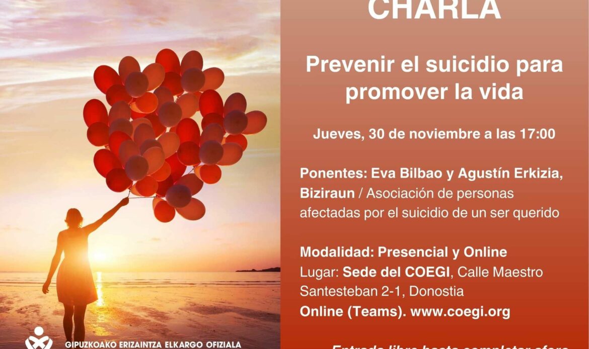 El COEGI acoge este jueves la charla «Prevenir el suicidio para promover la vida», en colaboración con Biziraun