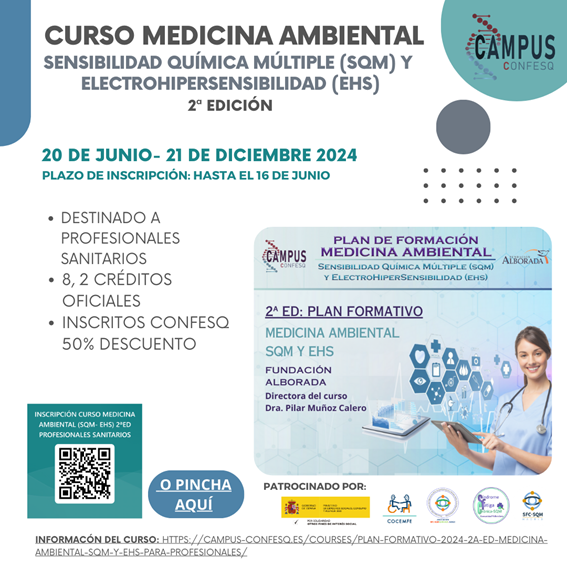 Dirigido a profesionales sanitarios, el campus virtual CONFESQ anuncua la segunda edición de su curso de medicina ambiental