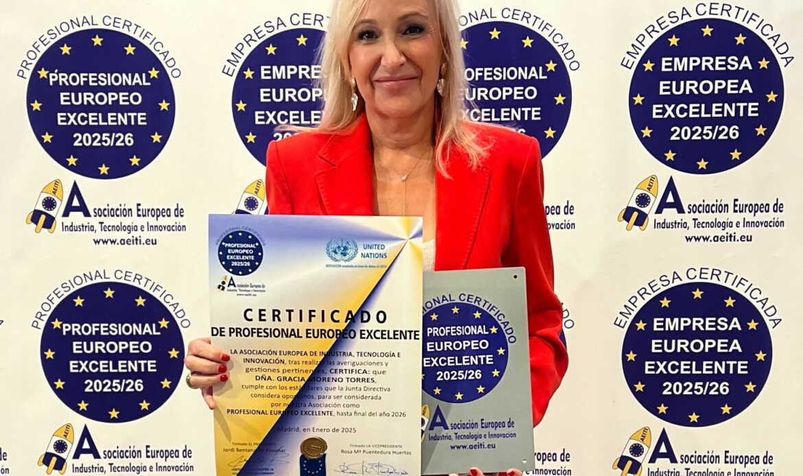 La Dra. Moreno Torres experta en medicina estética y capilar recibe el prestigioso Certificado de Profesional Europeo Excelente