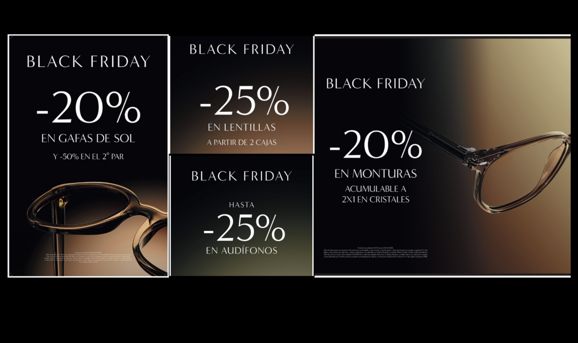 OPTICA2OOO celebra el Black Friday con descuentos de hasta el 25% en gafas, lentillas y audífonos